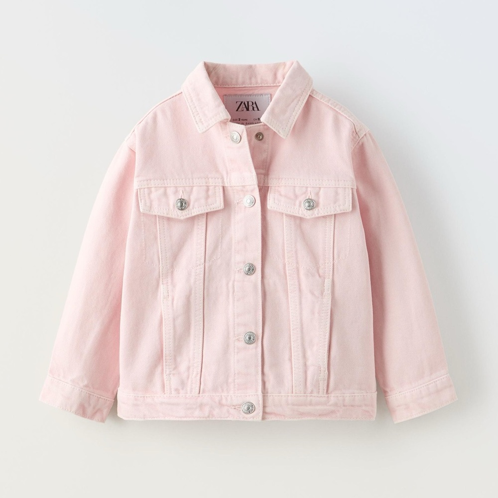 Zara Kids Girls Light Pink Denim Jean Jacket